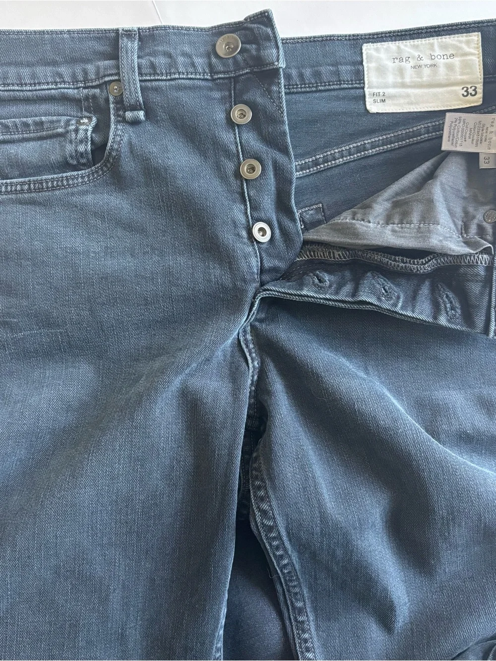 rag & bone Fit 2 Slim Men's Jeans Size 33 Minna Dark Indigo Overdye Stretch